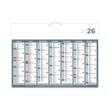 Calendrier classique gris 55x40,5 cm marquage quadri