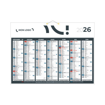 Calendrier classique anthracite 55x40,5 cm marquage quadri