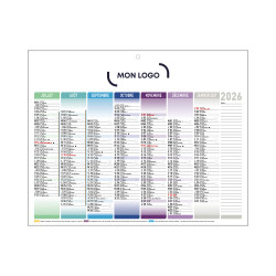 Calendrier bancaire mini 26,5x21 cm marquage 1 couleur
