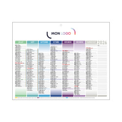 Calendrier bancaire mini 26,5x21 cm marquage quadri