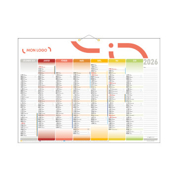 Calendrier bancaire standard 55x40,5 cm marquage 1 couleur