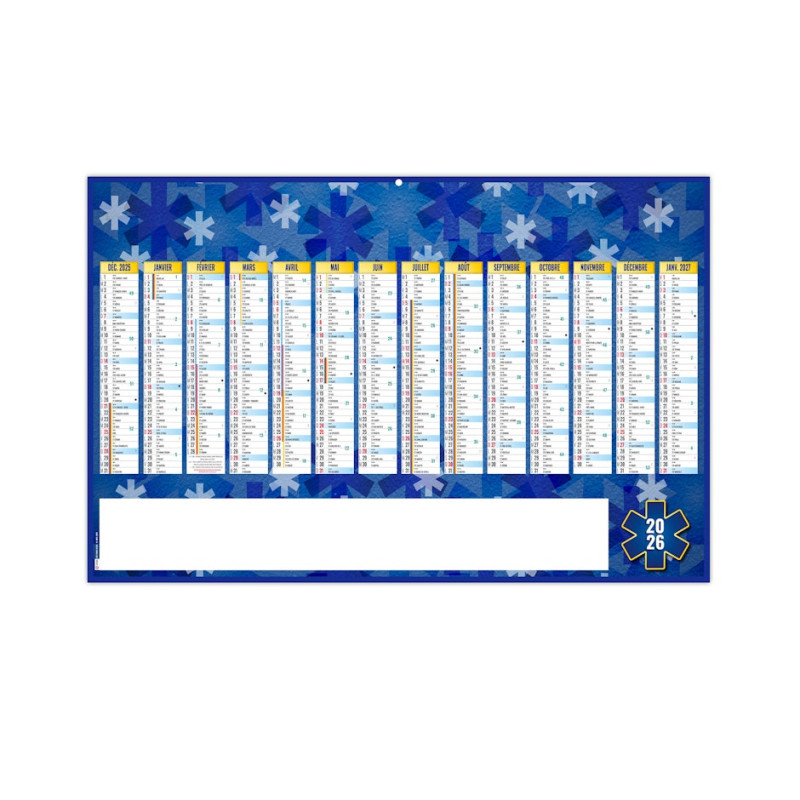 Calendrier bancaire rigide maxi 65x40,5 cm dos blanc marq 1 coul