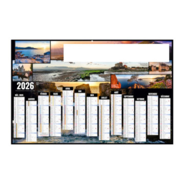 Calendrier bancaire rigide maxi 65x40,5 cm dos blanc marq 1 coul