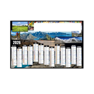 Calendrier bancaire rigide maxi 65x40,5 cm dos blanc marq 1 coul