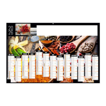 Calendrier bancaire rigide maxi 65x40,5 cm dos blanc marq 1 coul