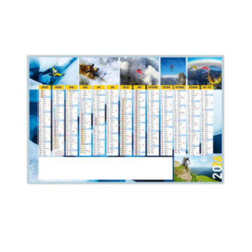 Calendrier bancaire rigide maxi 65x40,5 cm dos blanc marq 1 coul