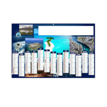 Calendrier bancaire rigide maxi 65x40,5 cm dos blanc marq 1 coul
