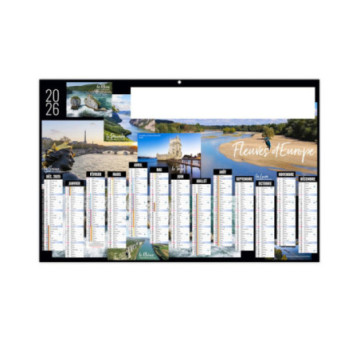 Calendrier bancaire rigide maxi 65x40,5 cm dos blanc marq 1 coul