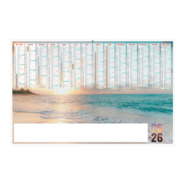 Calendrier bancaire rigide maxi 65x40,5 cm dos blanc marq 1 coul
