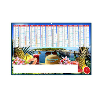 Calendrier bancaire rigide maxi 65x40,5 cm dos blanc marq 1 coul