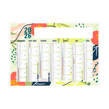 Calendrier bancaire rigide midi 43x33,5 cm marquage quadri