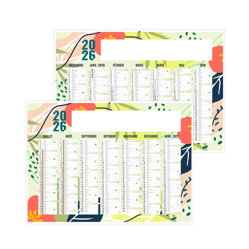 Calendrier bancaire rigide mini 27x20,8 cm marquage 1 couleur