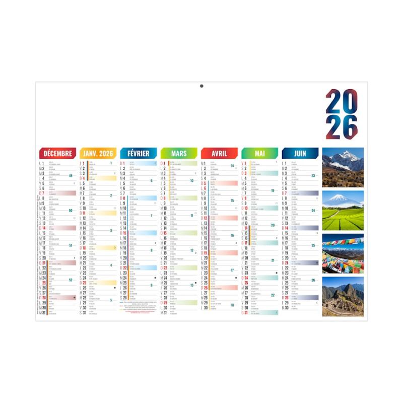 Calendrier bancaire rigide mini 27x20,8 cm marquage quadri