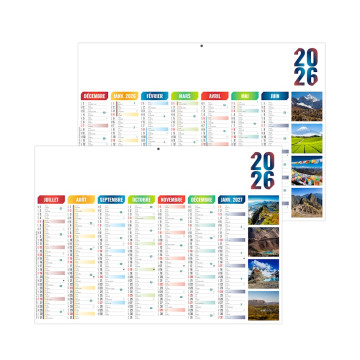 Calendrier bancaire rigide mini 27x20,8 cm marquage quadri