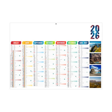 Calendrier bancaire rigide mini 27x20,8 cm marquage quadri