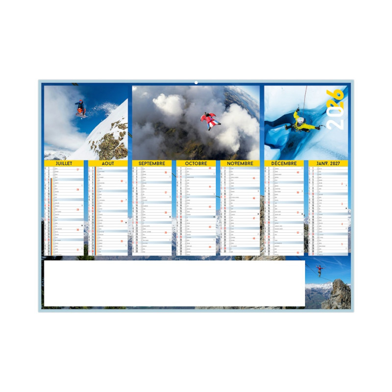 Calendrier bancaire rigide standard 55x40,5 cm marquage 1 couleur