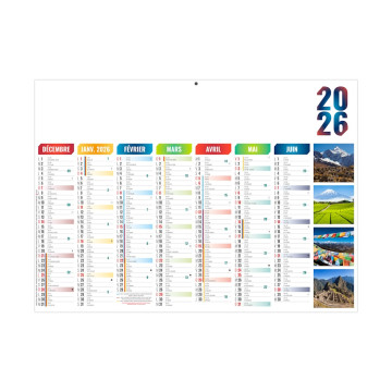 Calendrier bancaire rigide standard 55x40,5 cm marquage 1 couleur