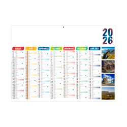 Calendrier bancaire rigide standard 55x40,5 cm marquage 1 couleur