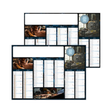 Calendrier bancaire rigide standard 55x40,5 cm marquage 1 couleur