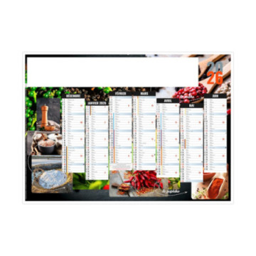 Calendrier bancaire rigide standard 55x40,5 cm marquage 1 couleur