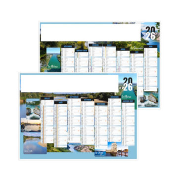 Calendrier bancaire rigide standard 55x40,5 cm marquage 1 couleur