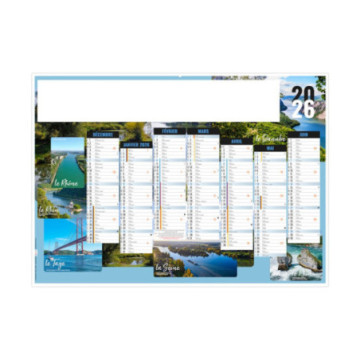 Calendrier bancaire rigide standard 55x40,5 cm marquage 1 couleur