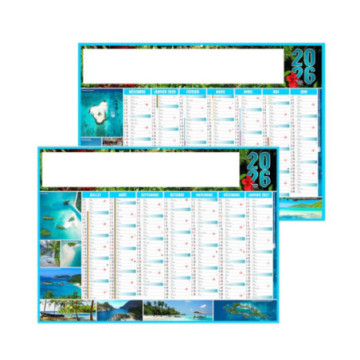 Calendrier bancaire rigide standard 55x40,5 cm marquage 1 couleur