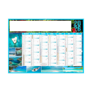Calendrier bancaire rigide standard 55x40,5 cm marquage 1 couleur