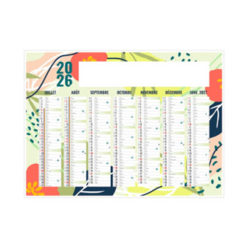Calendrier bancaire rigide standard 55x40,5 cm marquage 1 couleur