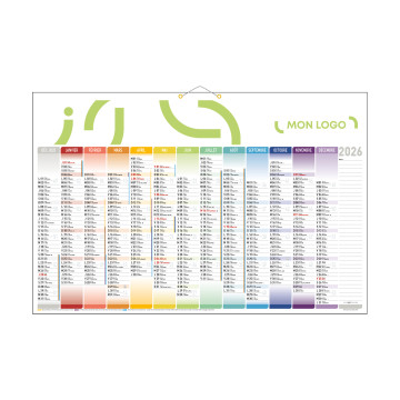 Calendrier bancaire maxi avec dos blanc 65x43 cm