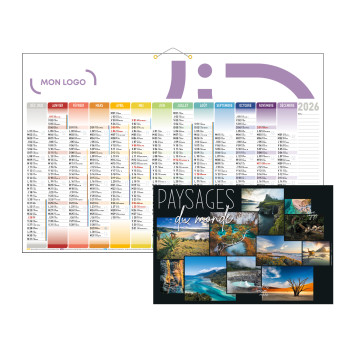 Calendrier bancaire maxi avec cartes au dos 65x43 cm