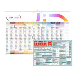 Calendrier bancaire maxi avec cartes au dos 65x43 cm