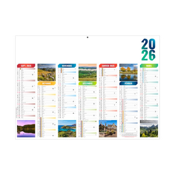 Calendrier bancaire rigide standard 55x40,5 cm marquage 1 couleur
