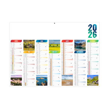 Calendrier bancaire rigide standard 55x40,5 cm marquage 1 couleur
