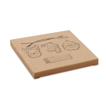 Lot de 3 décorations de Noël en bois à colorier