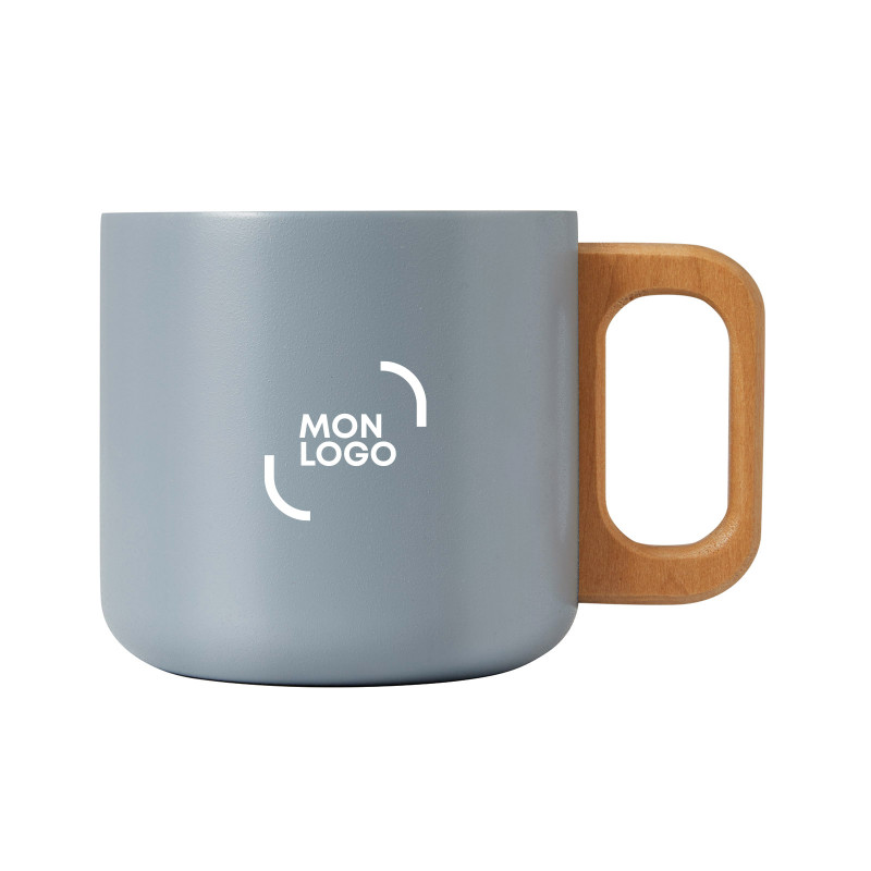 Mug gris en acier inoxydable à double paroi