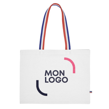 Sac coton couleur soufflets anses tricolores 180g/m² Ubag®