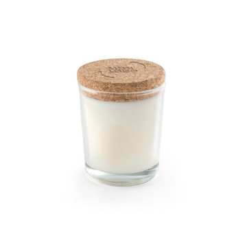 Petite bougie parfumée en verre avec couvercle en liège