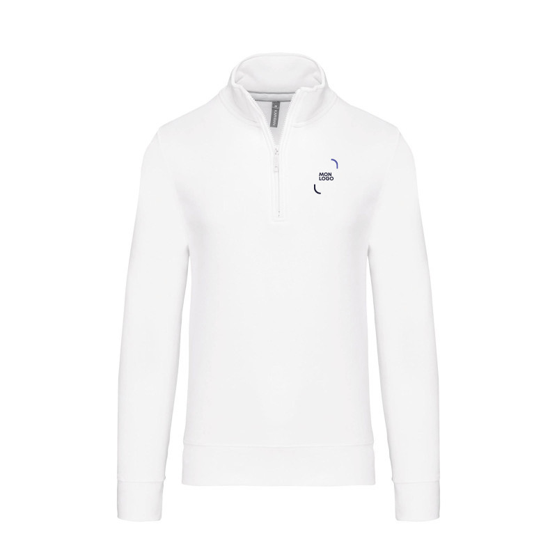 Sweat-shirt homme col zippé Kariban® blanc