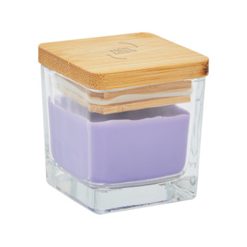 Bougie parfumée lavande en verre avec couvercle en bambou