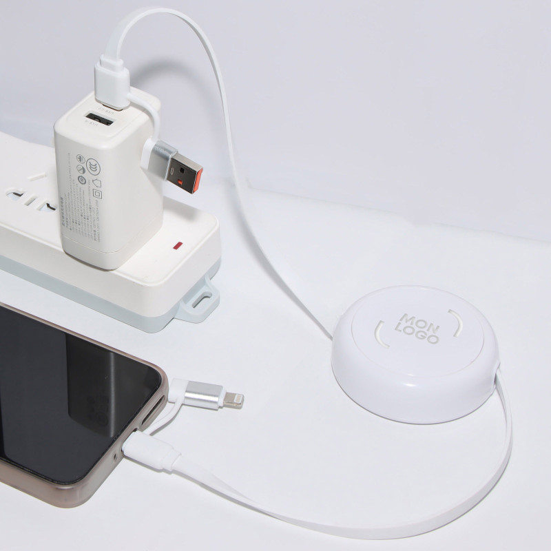 Câble de charge dérouleur 20W blanc Akashi®