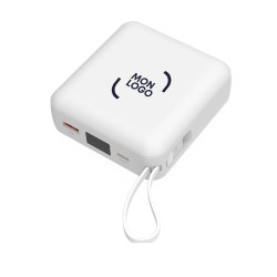 Batterie de secours avec 2 câbles 10000 mAh Akashi® blanche