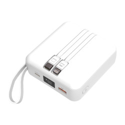 Batterie de secours avec 2 câbles 10000 mAh Akashi® blanche