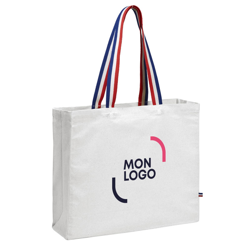 Sac coton couleur soufflets anses tricolores 180g/m² Ubag®