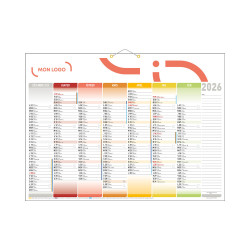 Calendrier bancaire standard 55x40,5 cm marquage 1 couleur