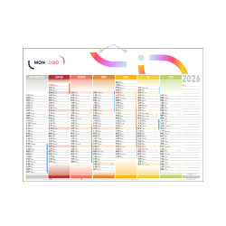 Calendrier bancaire standard 55x40,5 cm marquage quadri