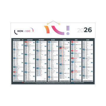 Calendrier classique anthracite 55x40,5 cm marquage quadri