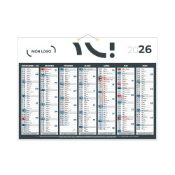 Calendrier classique anthracite 55x40,5 cm marquage 1 couleur