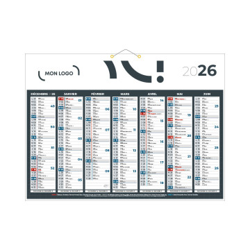 Calendrier classique anthracite 55x40,5 cm marquage 1 couleur