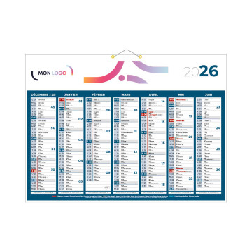 Calendrier classique bleu 55x40,5 cm marquage quadri